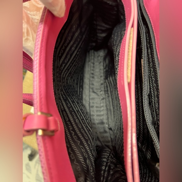 Prada Pink Wool Shoulder Tote Bag w/ Leather Trim on Handle-65AuthenticityCard - Picture 7 of 15